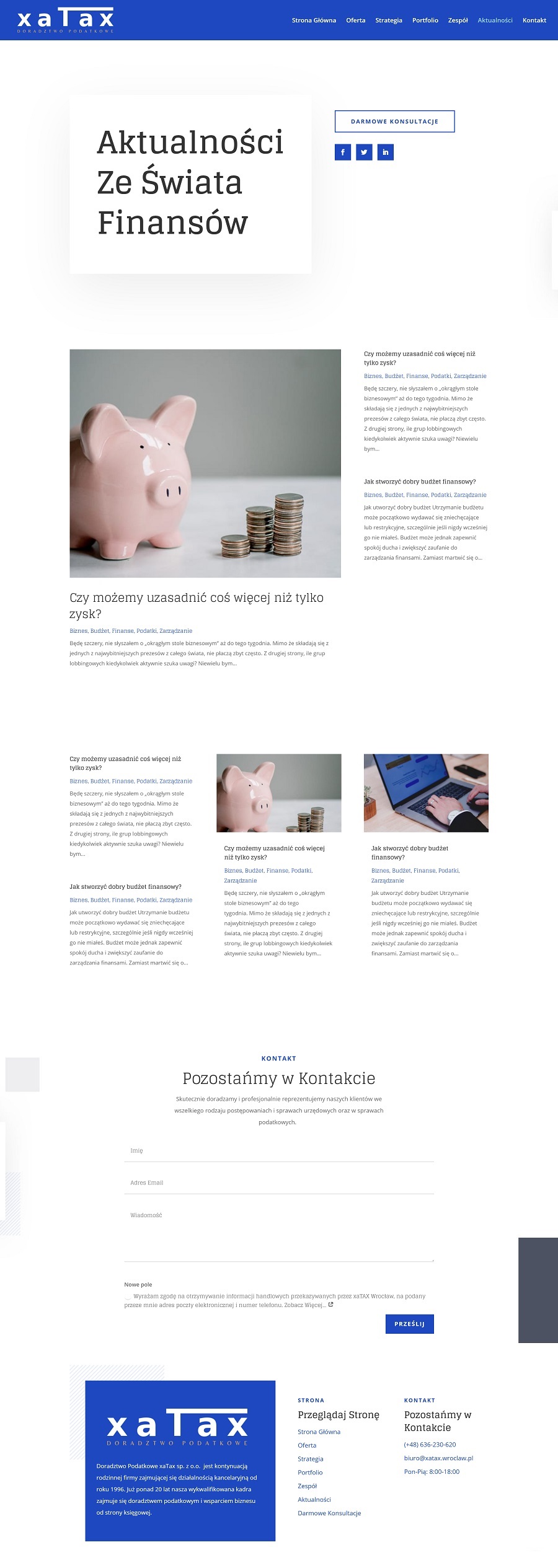 Projekt strony internetowej dla kancelarii podatkowej - Agencja Marketingowa OzonMedia z WrocÅ‚awia