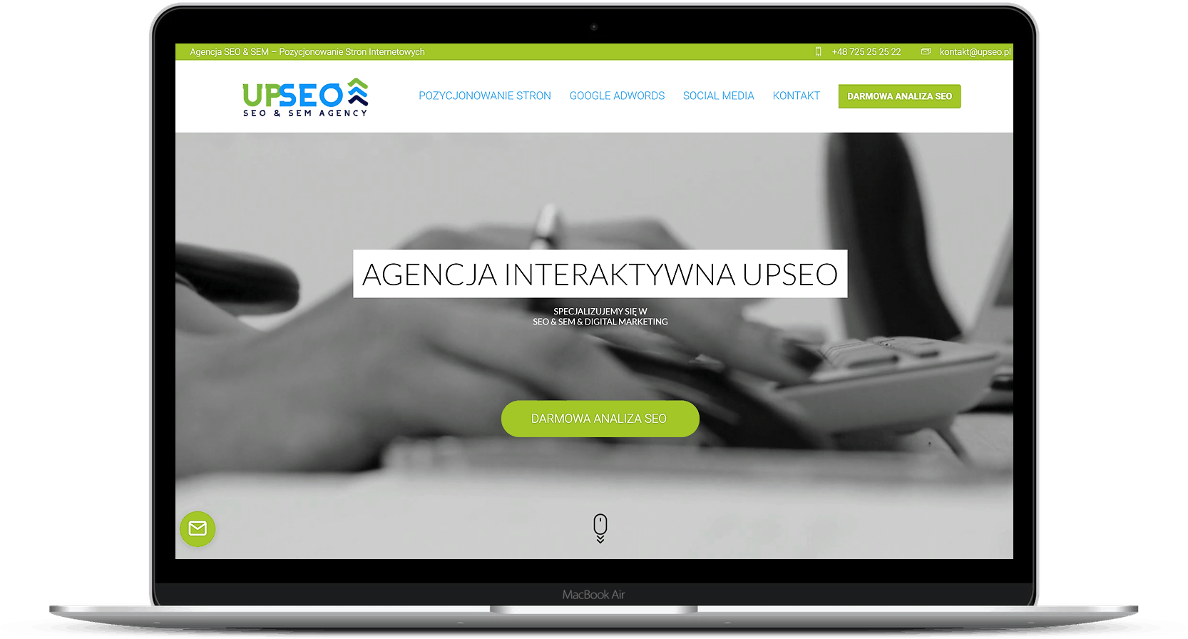 Projekt strony internetowej dla agencji interaktywnej - laptop - Agencja Marketingowa OzonMedia