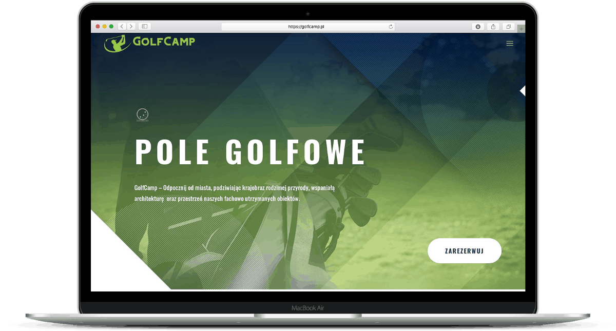 Strona internetowa dla centrum golfowego laptop - Agencja Marketingowa OzonMedia z WrocÅ‚awia