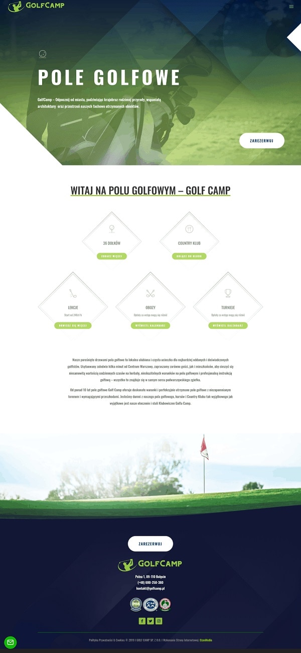 Strona internetowa dla centrum golfowego projekt - Agencja Marketingowa OzonMedia z WrocÅ‚awia