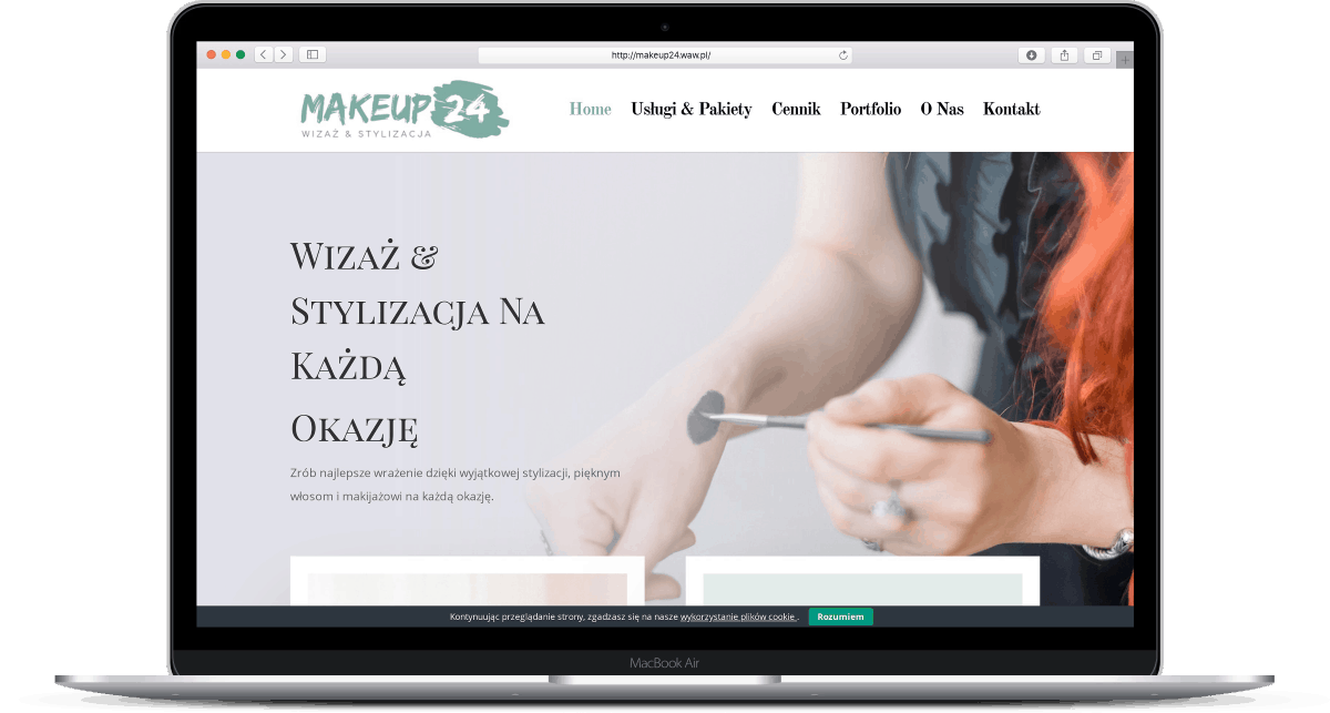 Projekt strony internetowej dla stylistki wizażystki - laptop - Agencja Marketingowa OzonMedia